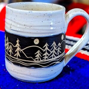 HANDMADE Ceramic Mug | "Mountains " Unique Art Glazed Pottery